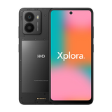 Framsida och baksida av Xplora Fusion X1 – smartphone med färgstark skärm, dubbla kameror och Xplora-logotyp.