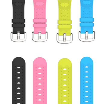 Färgglada utbytbara armband för XGO2 barnklocka – i rosa, blå, gul och svart.