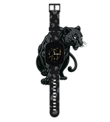 Schwarzes Smartwatch-Armband mit dezentem grauem Panther-Print, perfekt für einen modernen und eleganten Look.