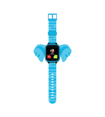 Smartklocka med Blått klockarmband och elefantmotiv, djurinspirerad design.